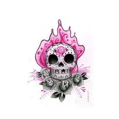 Mexican Sugar Skull Image designs Fake Temporary Water Transfer Tattoo Stickers NO.10471